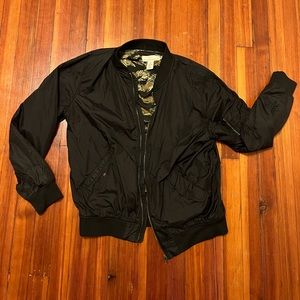 H&M lightweight Bomber Jacket, Black, Sz L